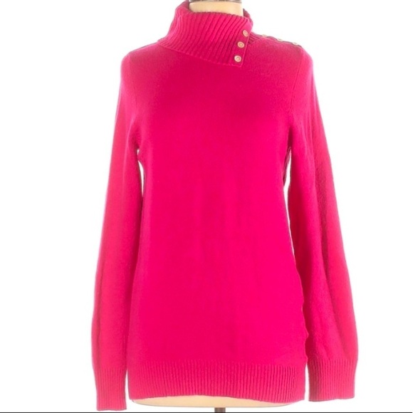 Gap Hot Pink Button turtleneck Sweater pullover medium women’s - Picture 1 of 7